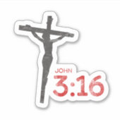 Sticker John 3:16 Écriture et crucifix (Devant)