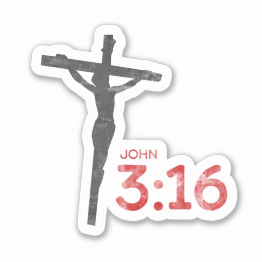 Sticker John 3:16 Écriture et crucifix (Devant)