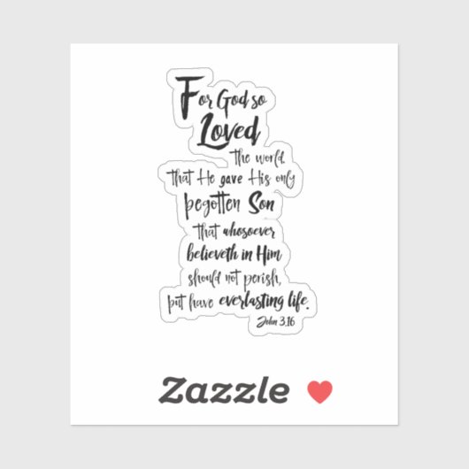 Sticker John 3.16 Verse de la Bible (Feuille)