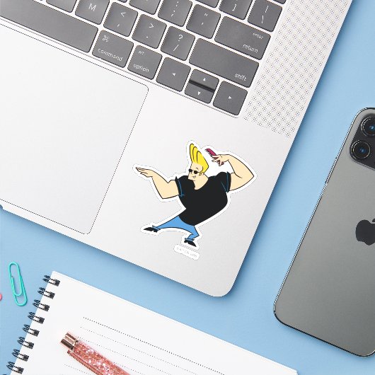 Sticker Johnny Bravo Coiffure (Ordinateur portable avec iPhone)