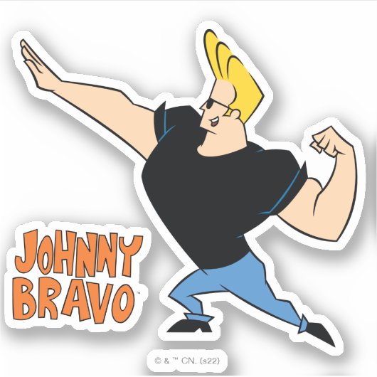 Sticker Johnny Bravo Flexing (Devant)