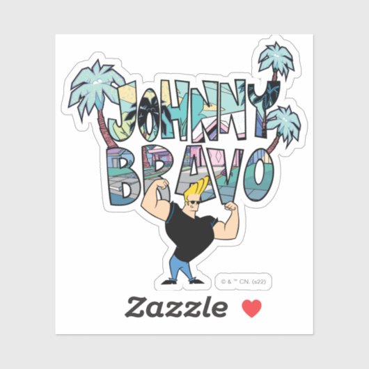 Sticker Johnny Bravo Palm Tree Nom (Feuille)