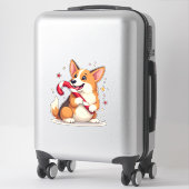 Sticker Joie de Corgi Candy Cane (Sur valise)