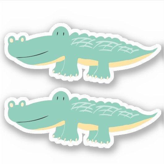 Sticker Joli Aligator Vert Enfants Garçon Animaux amusants (Devant)