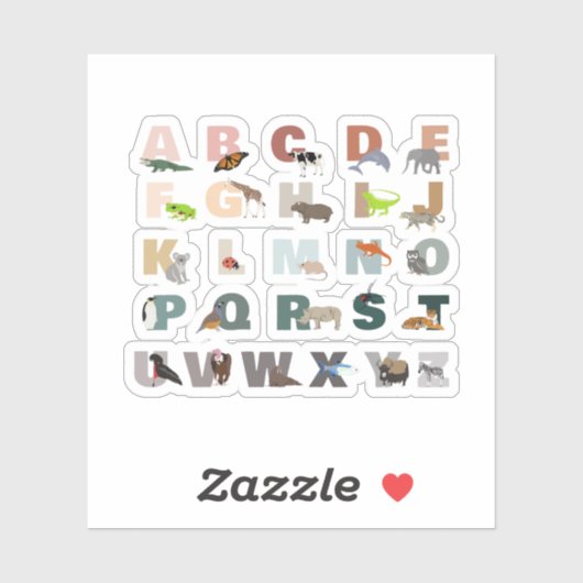 Sticker Joli Alphabet ABC Animaux (Feuille)