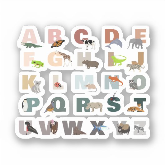 Sticker Joli Alphabet ABC Animaux (Devant)