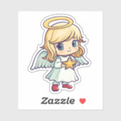 Sticker Joli ange tenant une étoile (Feuille)