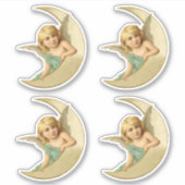 Sticker Joli ange victorien reposant sur la lune coupé (Devant)