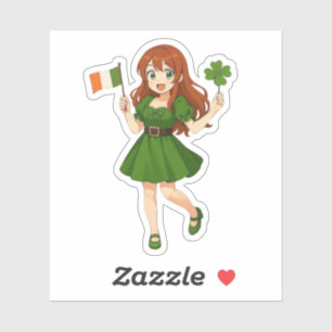 Sticker Joli anime roux Saint Patrick