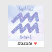 Sticker Joli Aquarius Astrologie Signal Personnalisé Viole (Feuille)