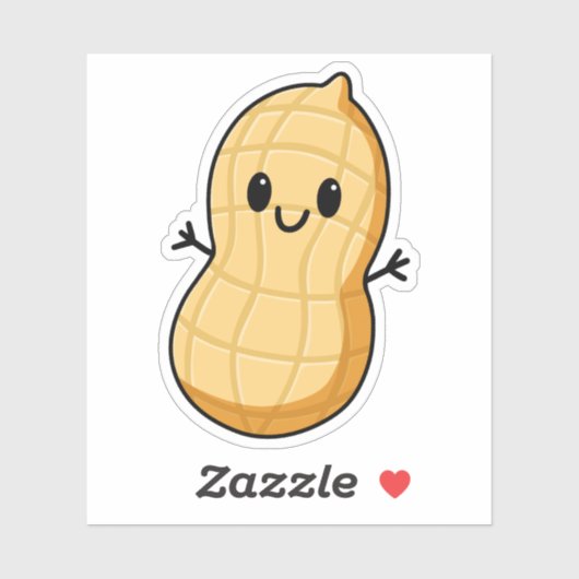 Sticker Joli arachide heureux, Nourriture drôle (Feuille)
