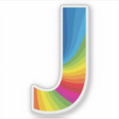 Sticker Joli arc-en-ciel coloré Alphabet J (Devant)