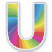 Sticker Joli arc-en-ciel coloré Alphabet U (Devant)
