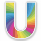 Sticker Joli arc-en-ciel coloré Alphabet U (Devant)