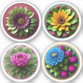 Sticker Joli assortiment de fleurs rondes #2 (Devant)