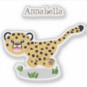 Sticker Joli bébé guépard en cours de dessin animé illustr (Devant)