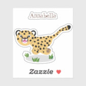 Sticker Joli bébé guépard en cours de dessin animé illustr (Feuille)