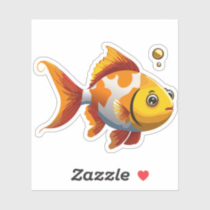 Sticker Joli bébé poisson rouge personnage de dessin animé