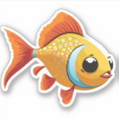 Sticker Joli bébé poisson rouge personnage de dessin animé (Devant)