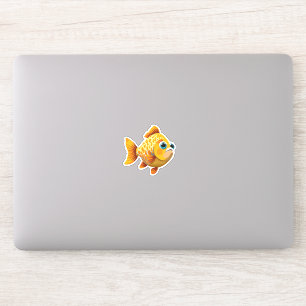 Sticker Joli bébé poisson rouge personnage de dessin animé
