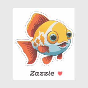 Sticker Joli bébé poisson rouge personnage de dessin animé