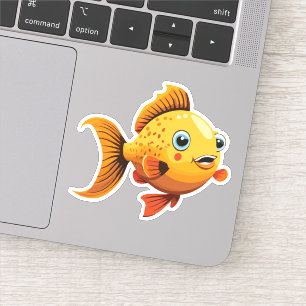 Sticker Joli bébé poisson rouge personnage de dessin animé