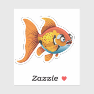 Sticker Joli bébé poisson rouge personnage de dessin animé