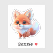 Sticker Joli bébé renard Forêt bois amis (Feuille)