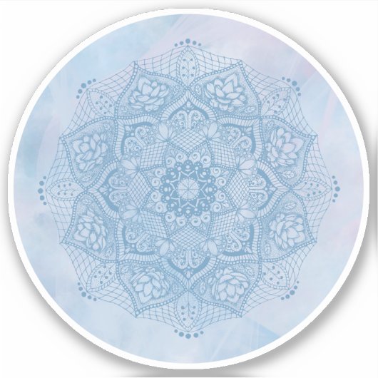 Sticker Joli bleu Sacré Lotus Fleur Fleur de fleurs Mandal (Devant)