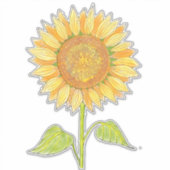 Sticker Joli Boho Art Aquarelle Jaune Tournesol (Devant)