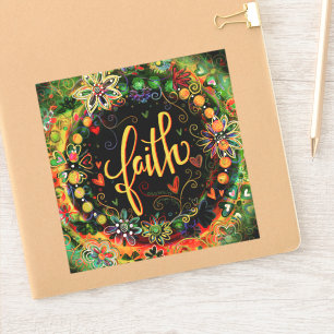 Sticker Joli Boho Floral Noir Élégant Faith Inspirivity