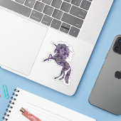 Sticker Joli Boho pourpre licorne (Ordinateur portable avec iPhone)