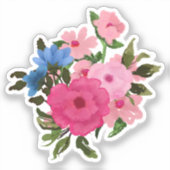 Sticker Joli bouquet rose et bleu floral (Recto)