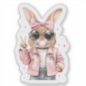 Sticker Joli Bunny soufflant de bulle gomme (Devant)