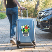 Sticker Joli cactus de dessin animé en pot avec fleur  (Valise Insitu)