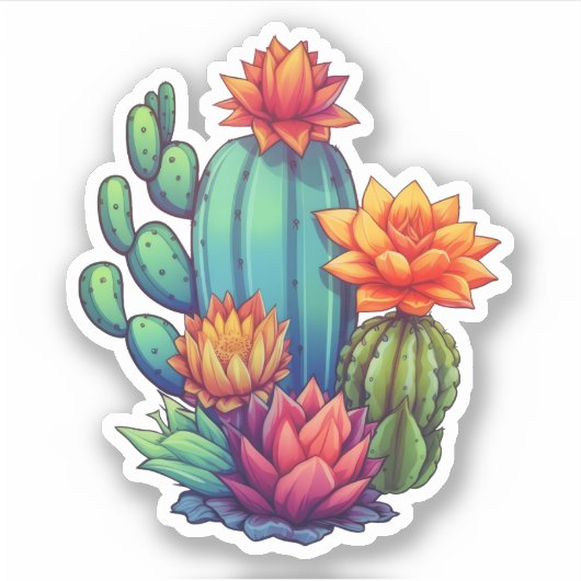 Sticker Joli cactus en fleurs (Devant)