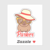 Sticker Joli Capybara moderne Monogramme (Feuille)