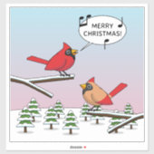 Sticker Joli Cardinal Rouge chanter Joyeux Noël (Feuille)
