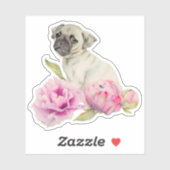 Sticker Joli Carlin Chien Chien Rosé Floral (Feuille)