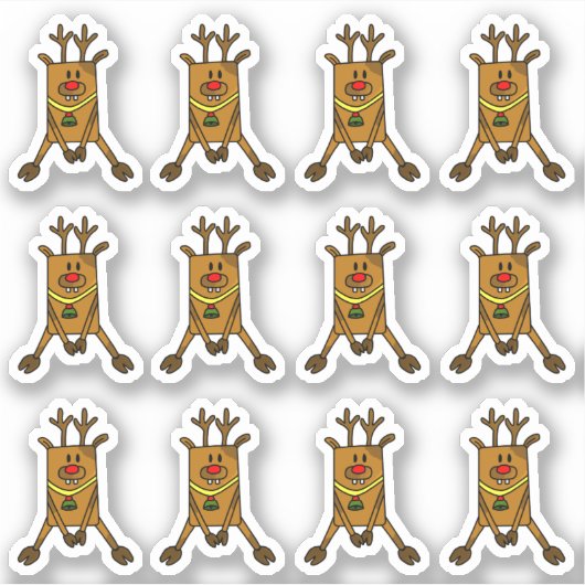 Sticker Joli cerf avec nez rouge Noël des enfants (Devant)