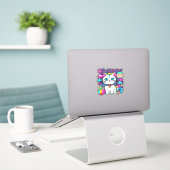 Sticker Joli chat blanc cosmique (Ordinateur portable sur le bureau)