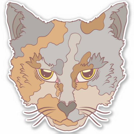 Sticker Joli Chat Calico (Devant)