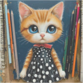 Sticker Joli chat de dessin animé (Devant)