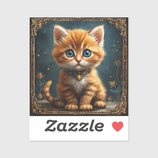 Sticker Joli chat de dessin animé (Feuille)