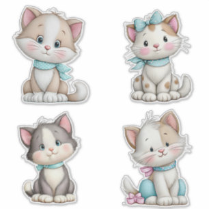 Sticker Joli Chat de Dessin Animé Fantaisiste