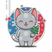 Sticker Joli Chat de Noël (Devant)