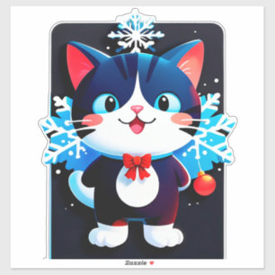 Sticker Joli Chat de Noël 