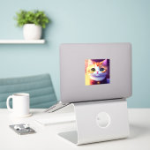 Sticker Joli chat duveteux (Ordinateur portable sur le bureau)