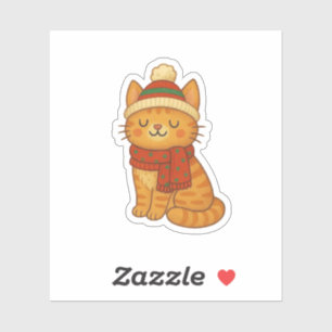 Sticker Joli chat fantaisiste d'hiver/Noël