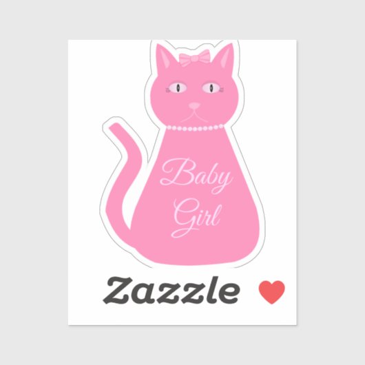 Sticker Joli chat fille rose sur mesure (Feuille)